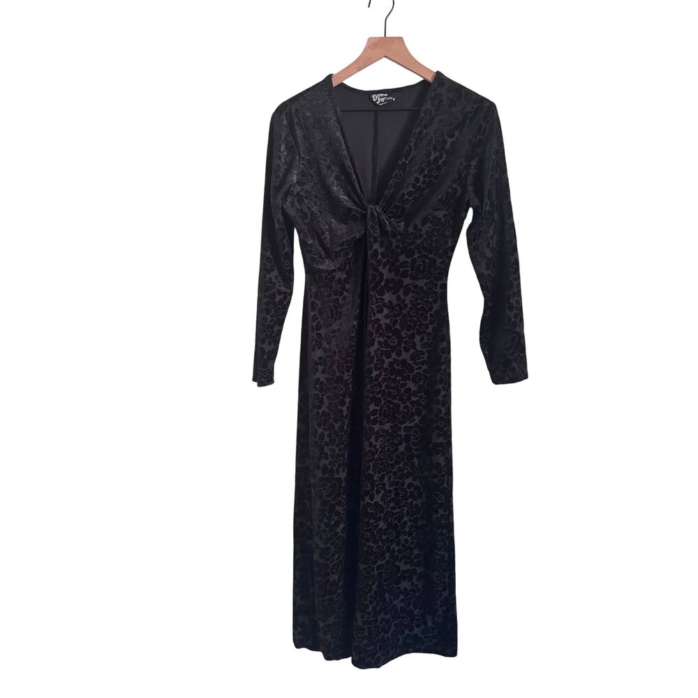 Vintage 90s Dawn Joy Gothic Velvet Floral Maxi Dress Whimsigoth L